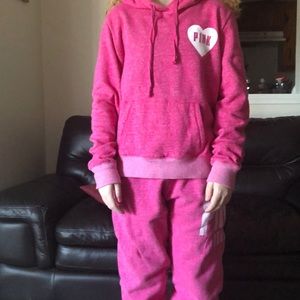 sweatshirt and sweatpants perfect for lounging